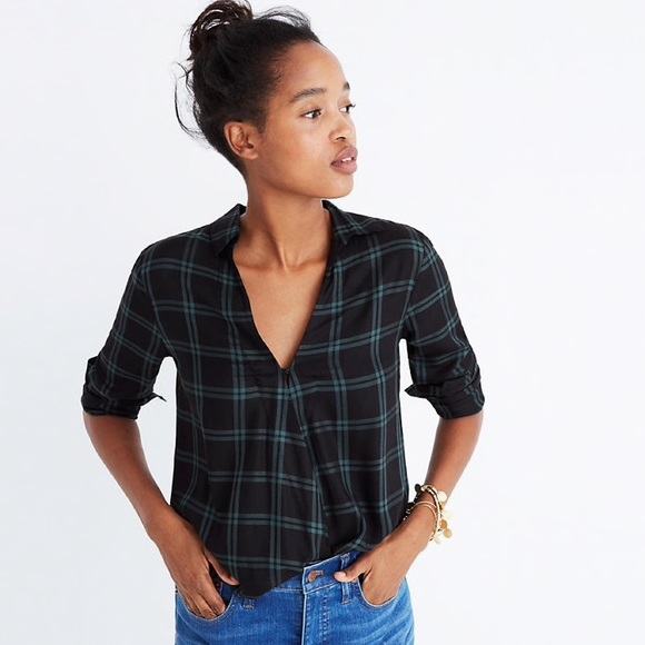 Madewell Tops - Madewell Wrap-Front Shirt in Palma Plaid